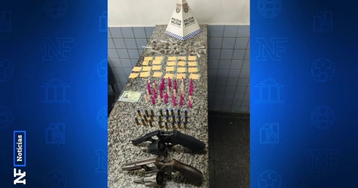 Armas, munições e drogas apreendidas pela Polícia Militar em Morro do Coco