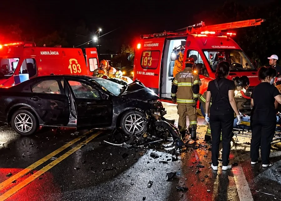 Veículos envolvidos em colisão na BR-356 em Campos