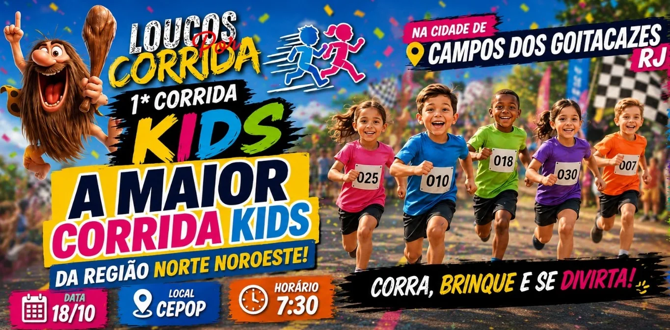 Corrida infantil será realizada em Campos no dia 18 de outubro