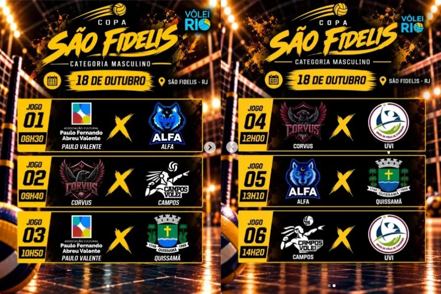 São Fidélis recebe copa de vôlei nos dias 17 e 18 de outubro
