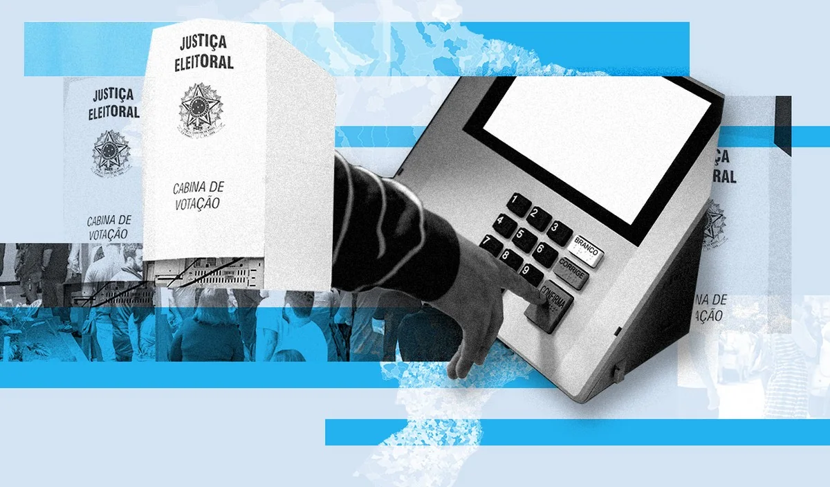 Urna eletrônica e cédula ilustram os resultados das eleições de 2026